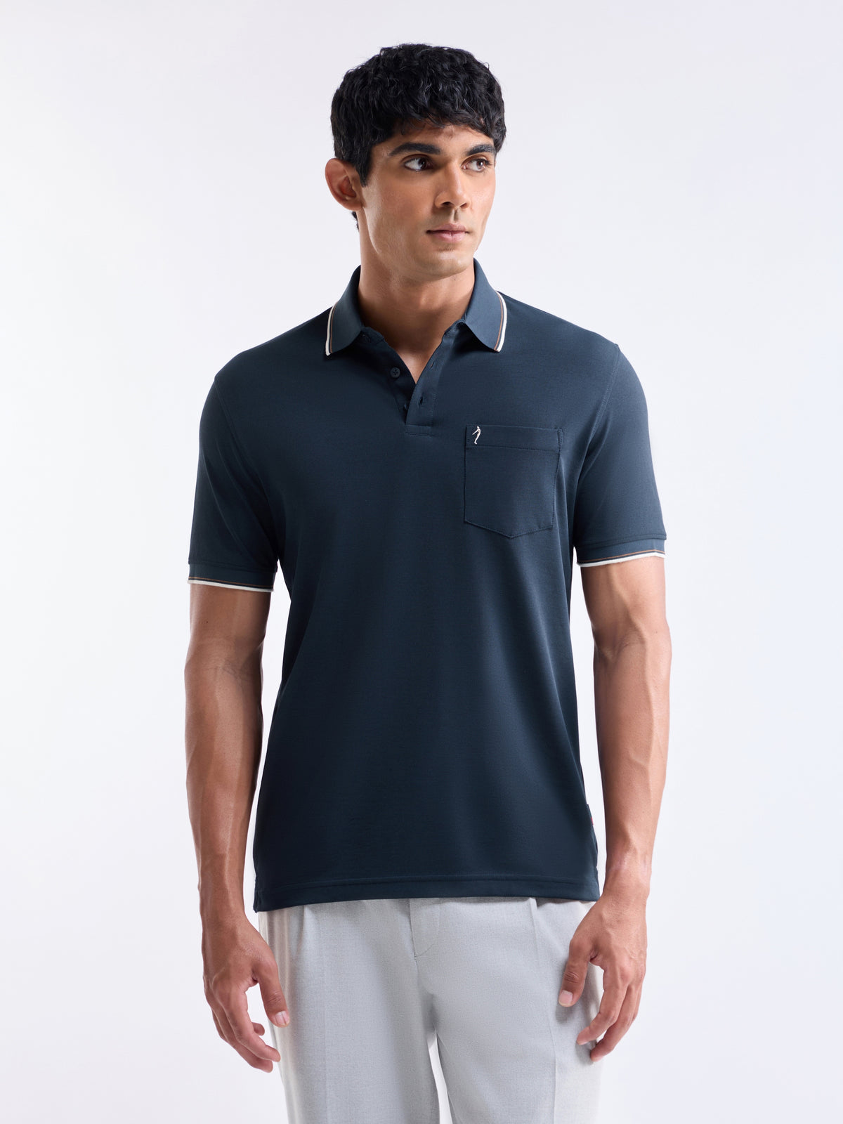 Solid Polo Regular Fit T-shirt - Navy t4option_3