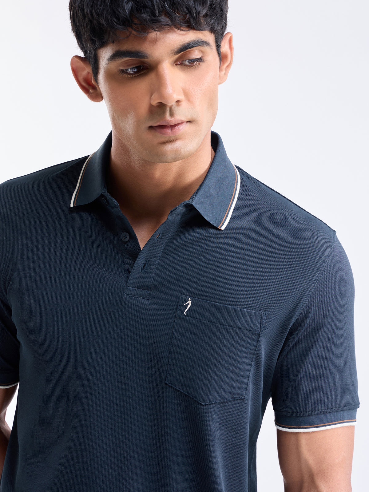 Solid Polo Regular Fit T-shirt - Navy t4option_3