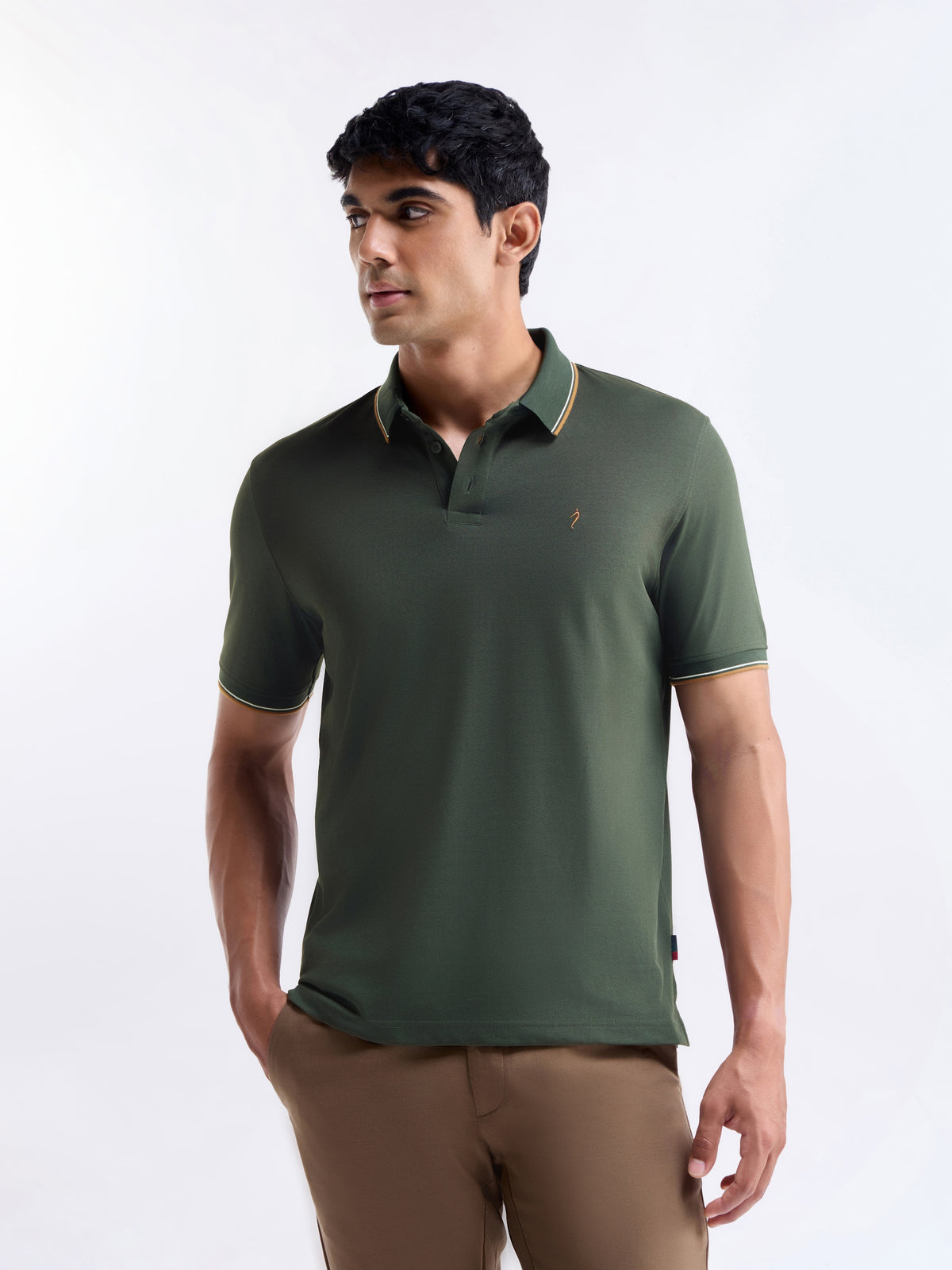 Solid Polo Regular Fit T-shirt - Pine t4option_4