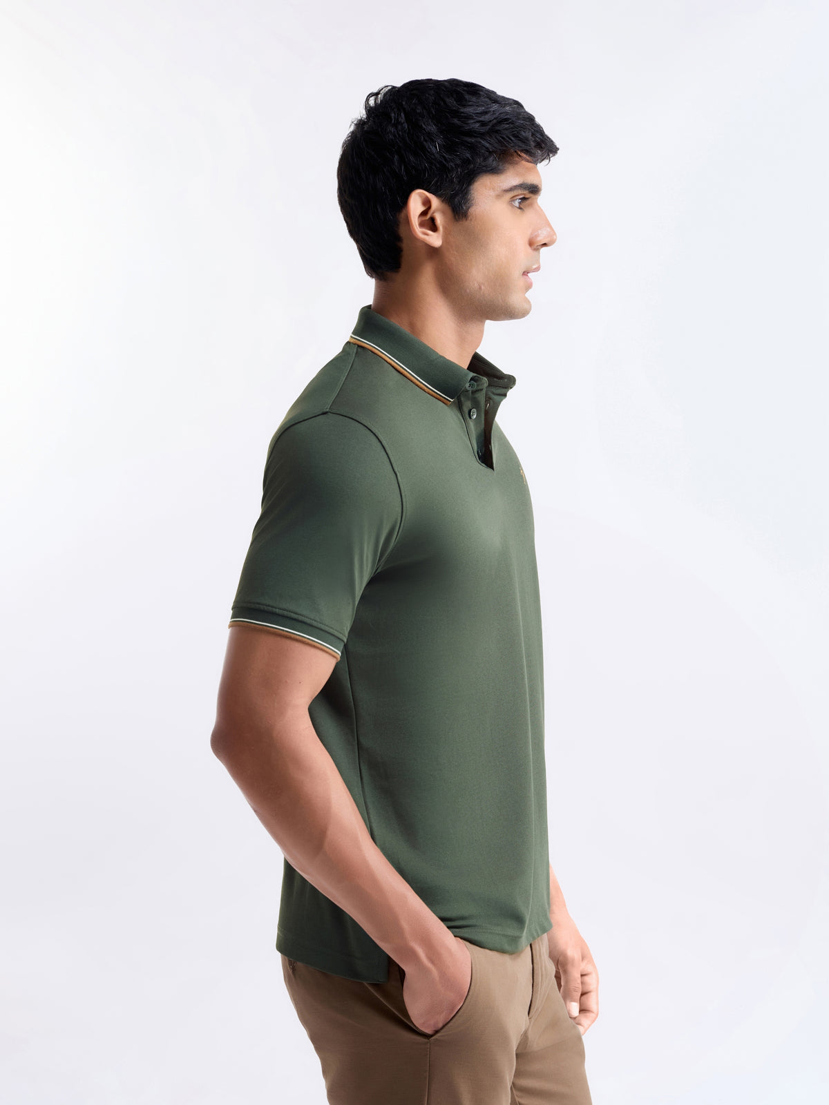 Solid Polo Regular Fit T-shirt - Pine t4option_4
