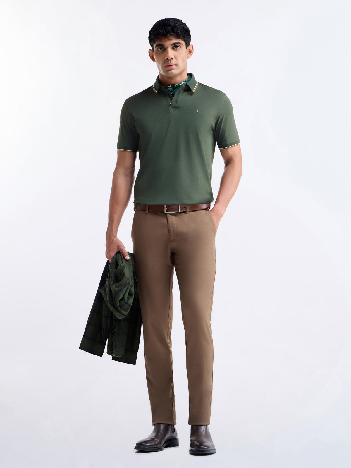 Solid Polo Regular Fit T-shirt - Pine t4option_4