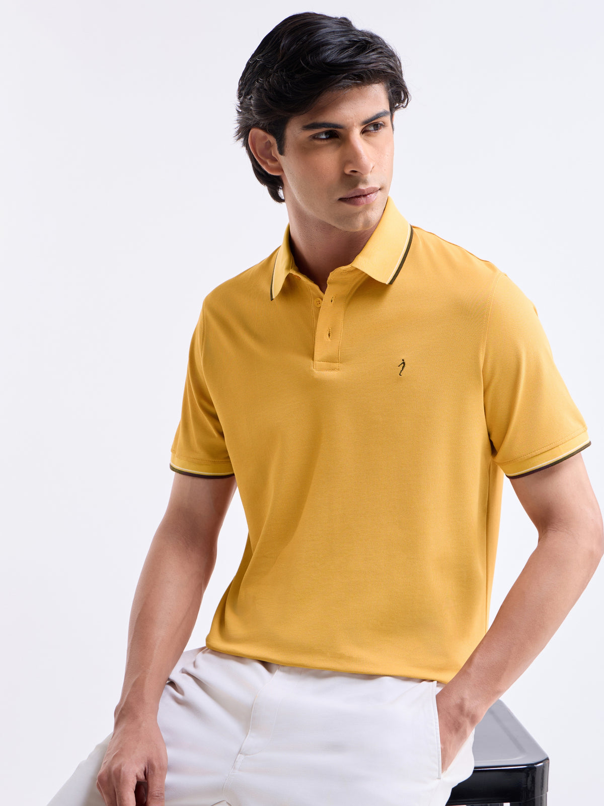 Solid Polo Regular Fit T-shirt - Soft Ochre t4option_5
