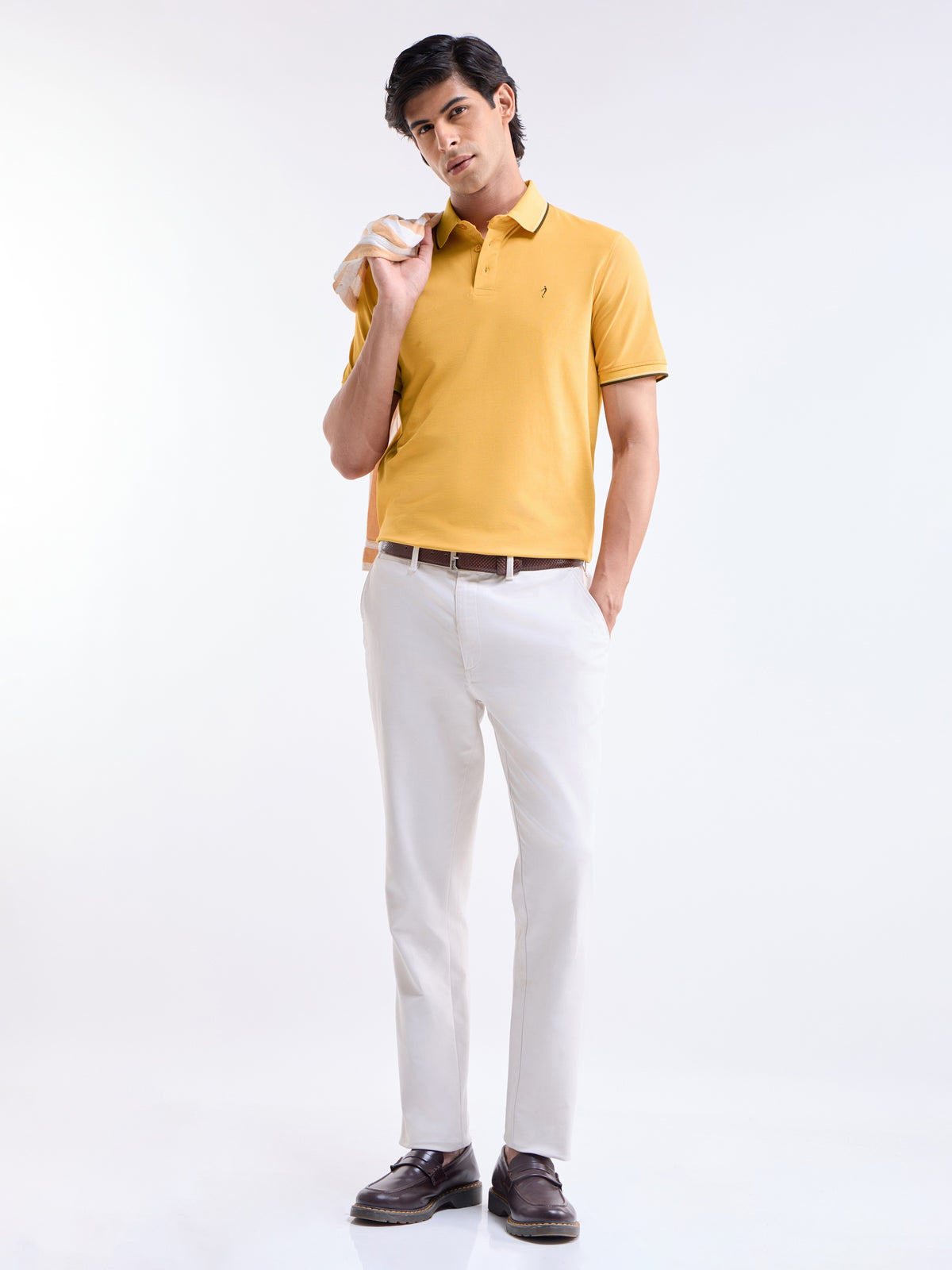 Solid Polo Regular Fit T-shirt - Soft Ochre t4option_5