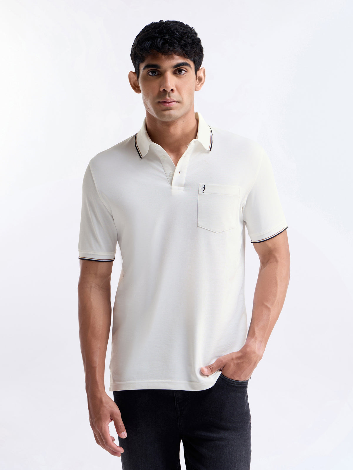 Solid Polo Regular Fit T-shirt - White t4option_6