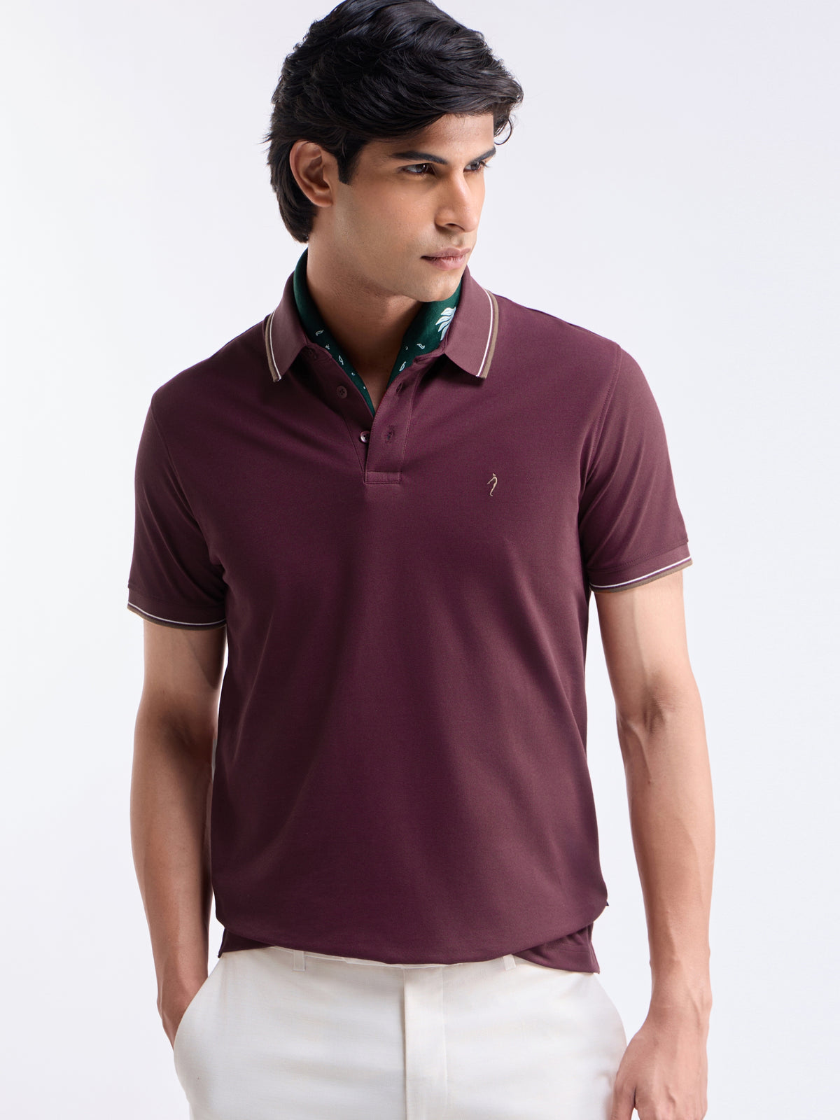Solid Polo Regular Fit T-shirt - Wine t4option_7