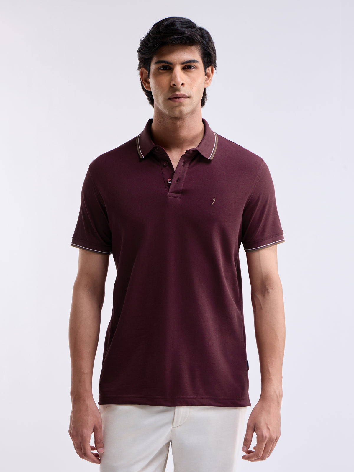 Solid Polo Regular Fit T-shirt - Wine t4option_7