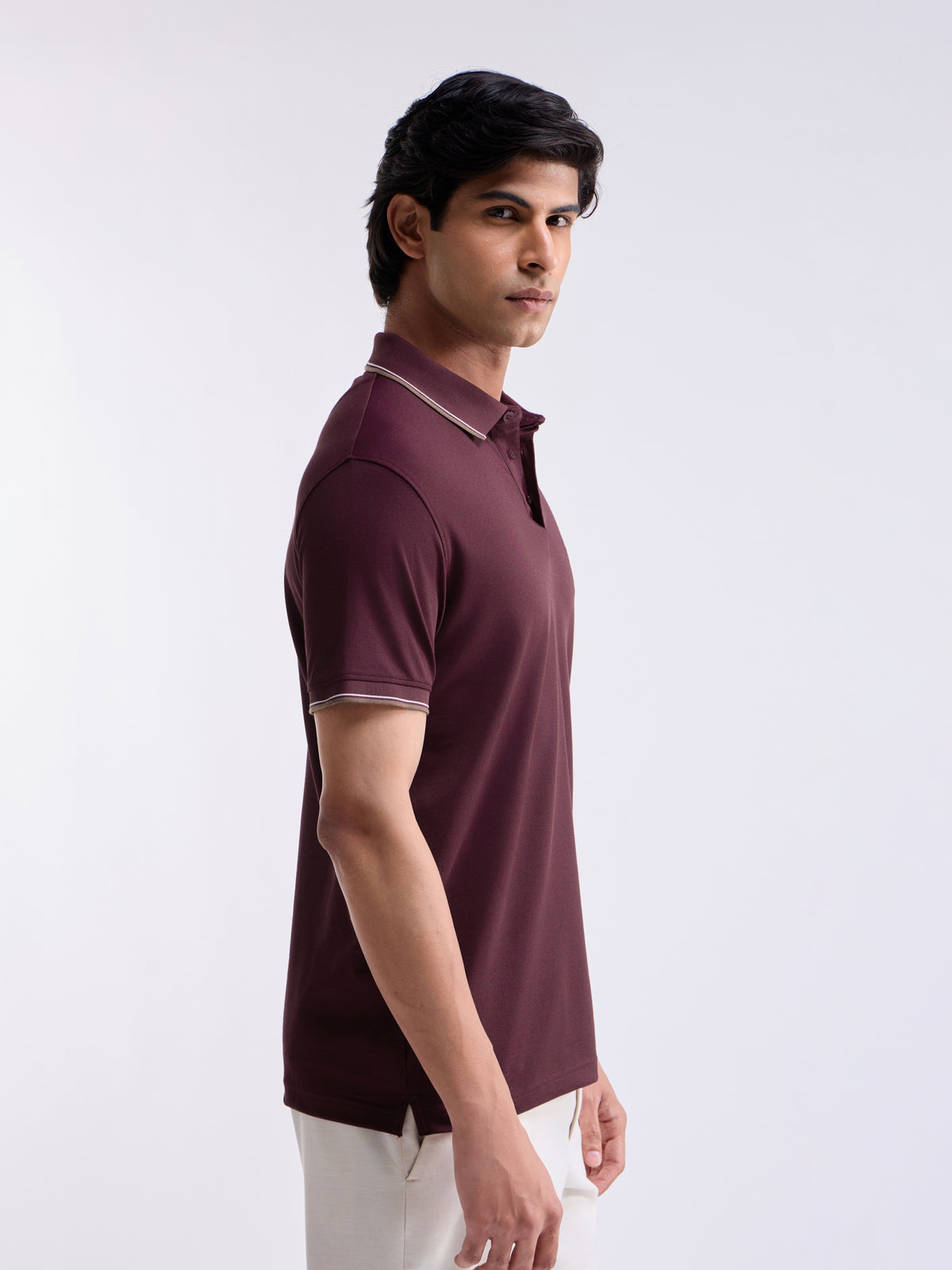 Solid Polo Regular Fit T-shirt - Wine t4option_7
