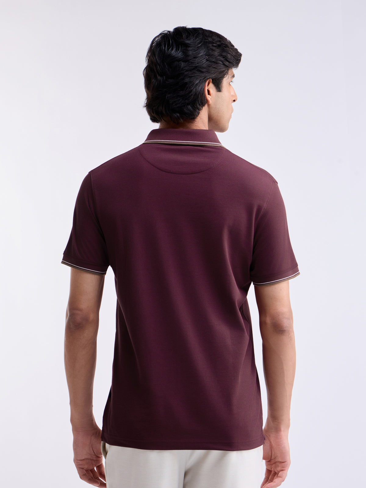 Solid Polo Regular Fit T-shirt - Wine t4option_7
