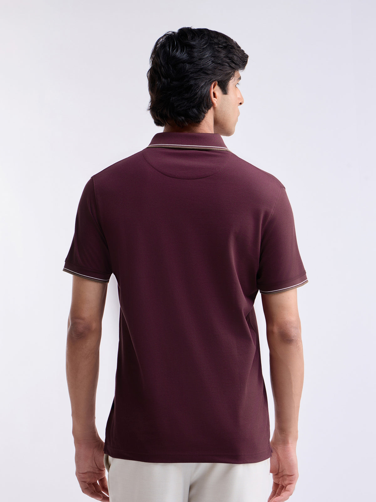 Solid Polo Regular Fit T-shirt - Wine t4option_7