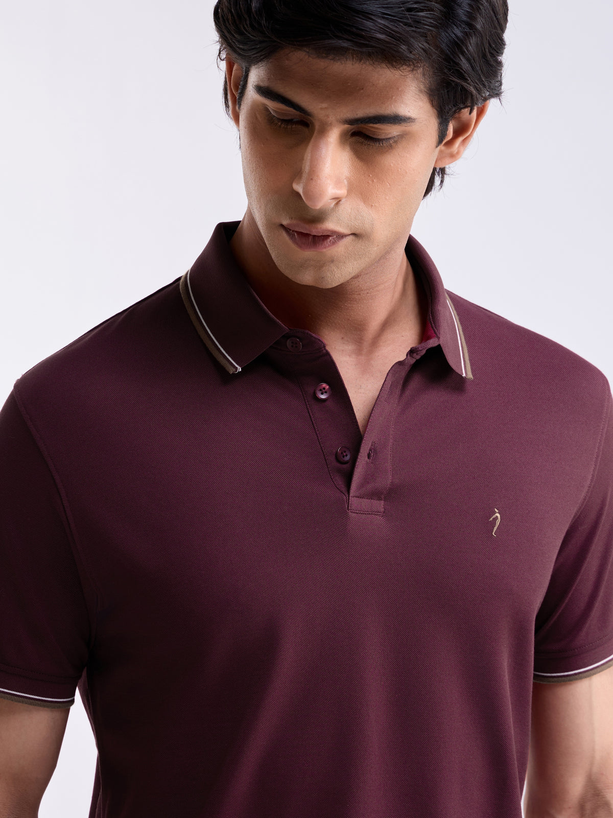Solid Polo Regular Fit T-shirt - Wine t4option_7
