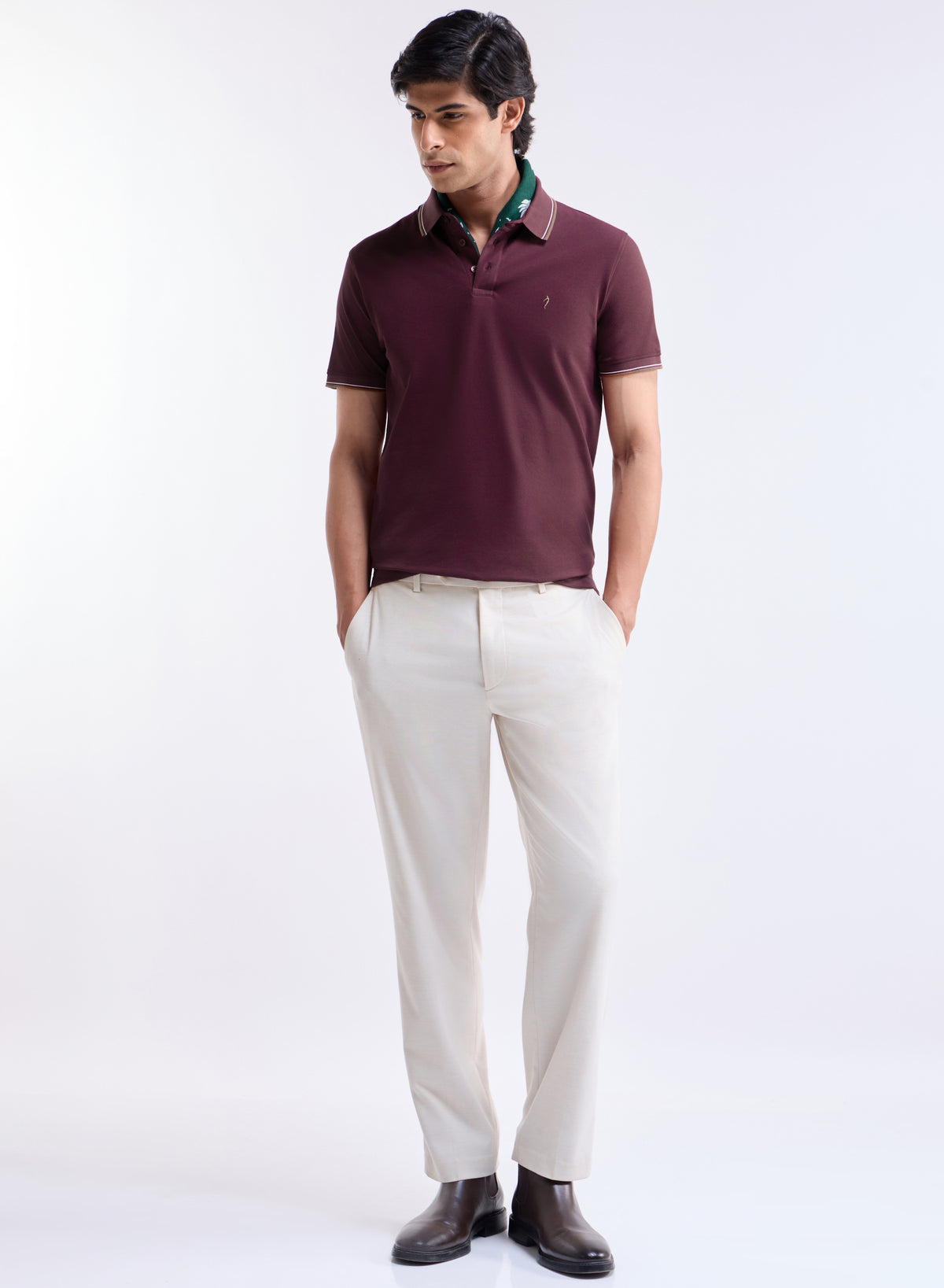 Solid Polo Regular Fit T-shirt - Wine t4option_7