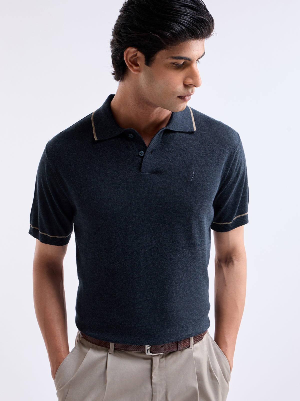 Solid Crew Neck Regular Fit T-shirt - Mid Navy t4option_0
