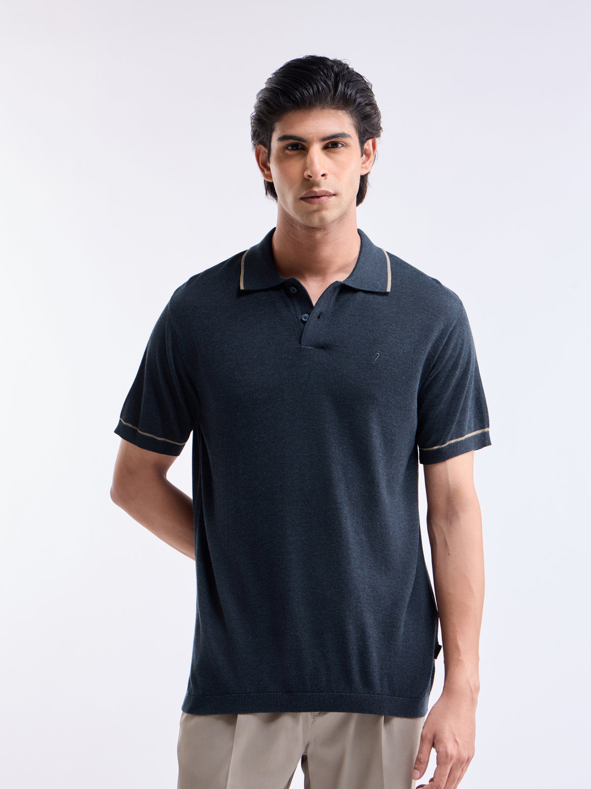 Solid Crew Neck Regular Fit T-shirt - Mid Navy t4option_0