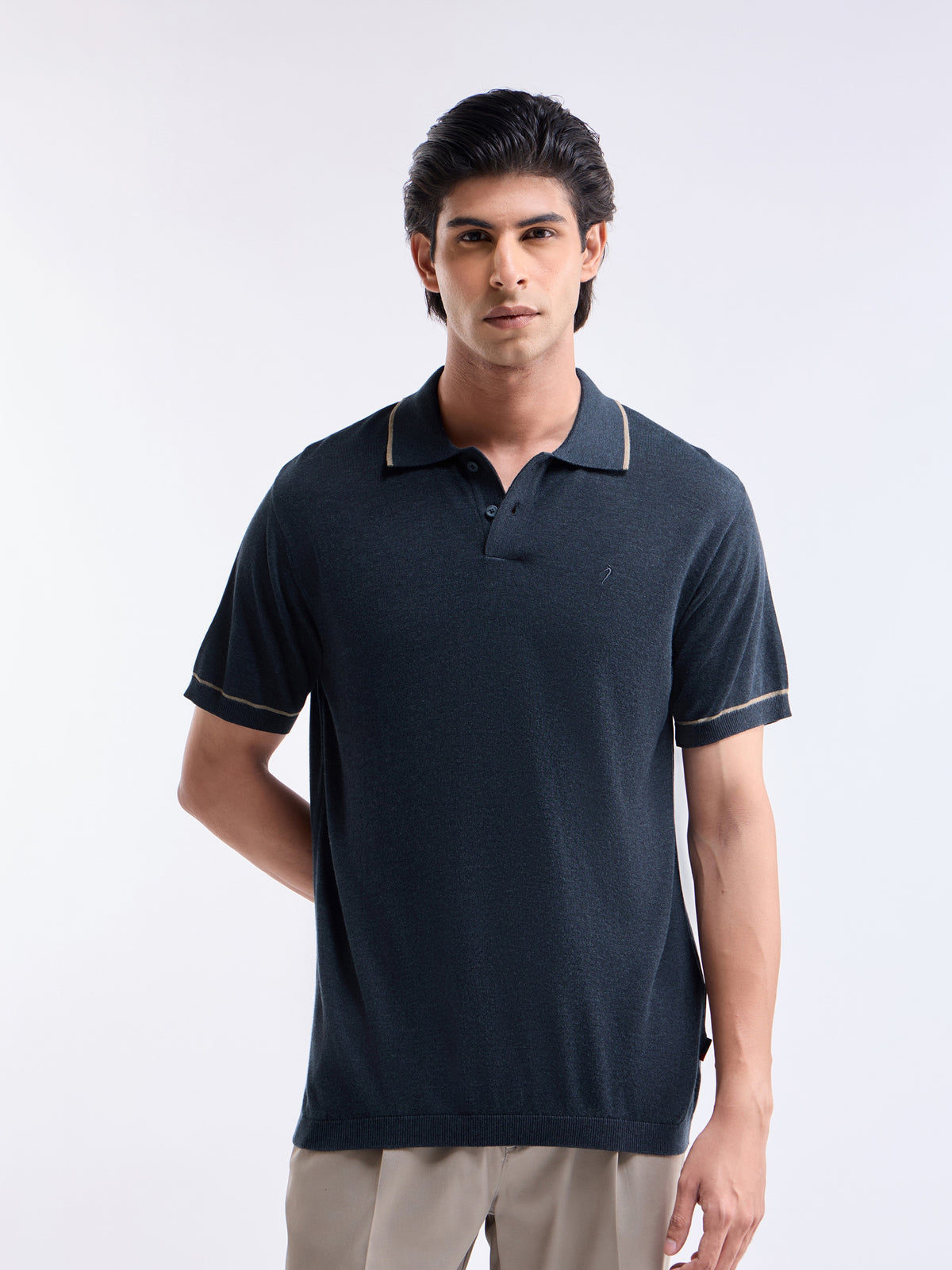 Solid Crew Neck Regular Fit T-shirt - Mid Navy t4option_0
