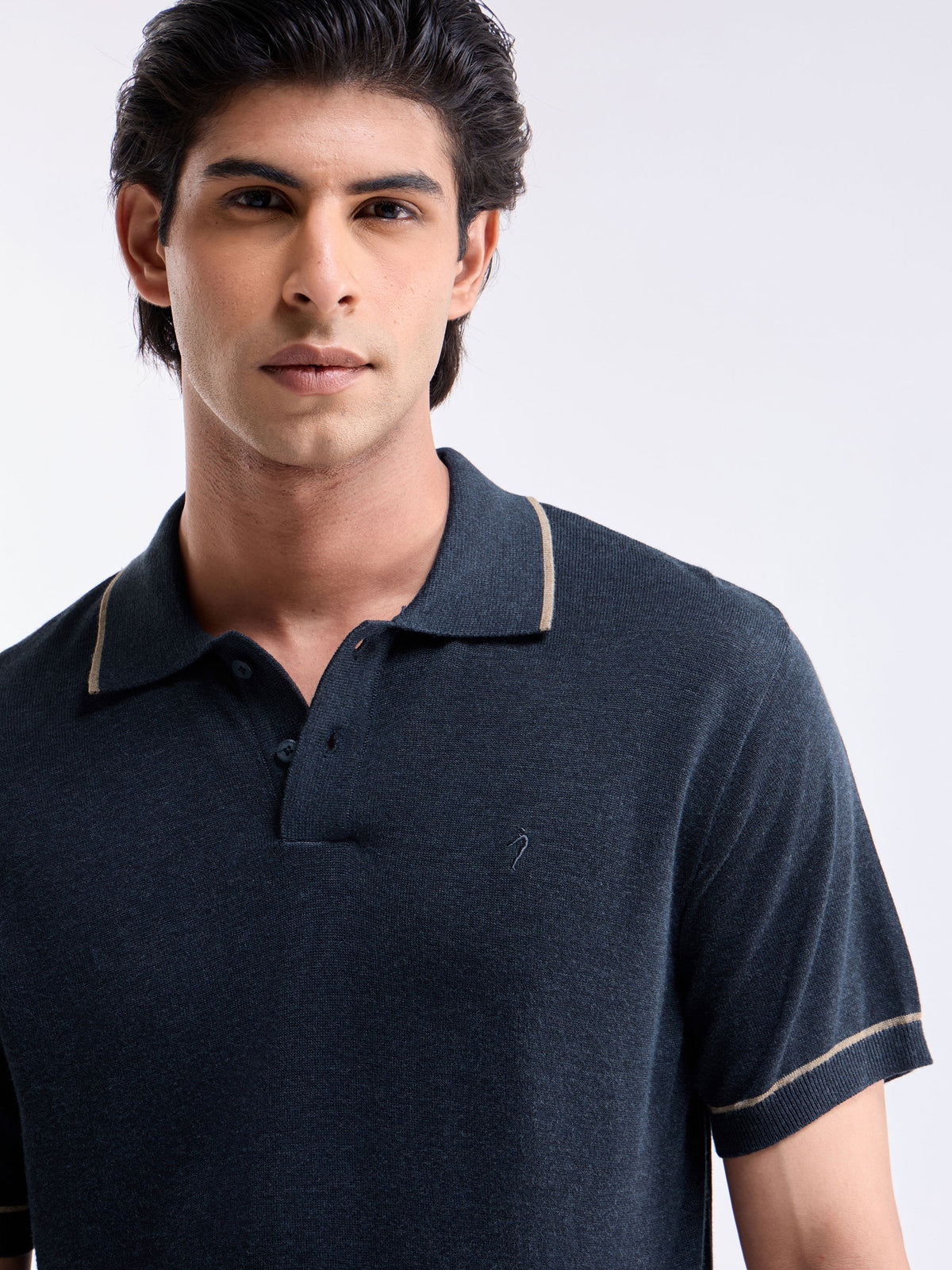 Solid Crew Neck Regular Fit T-shirt - Mid Navy t4option_0