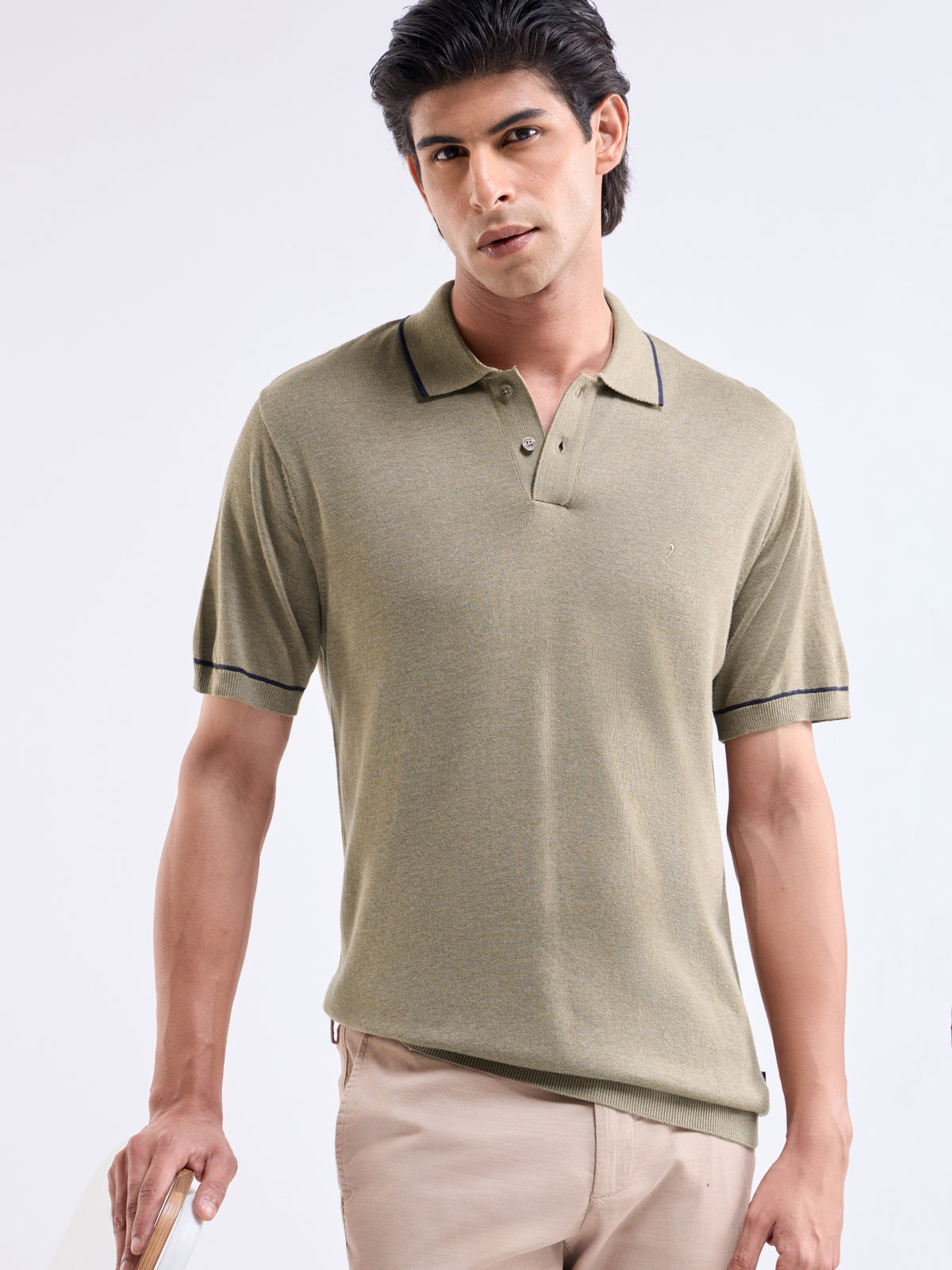 Solid Crew Neck Regular Fit T-shirt - Olive t4option_1