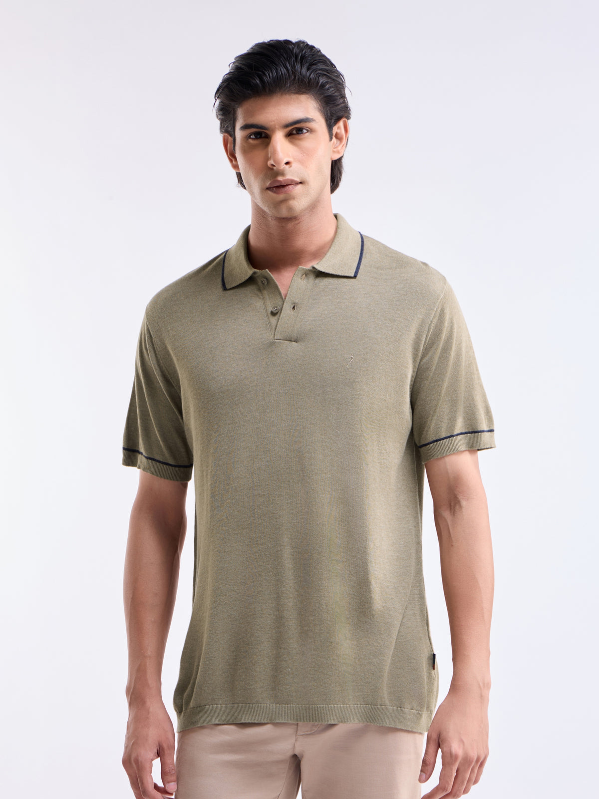 Solid Crew Neck Regular Fit T-shirt - Olive t4option_1
