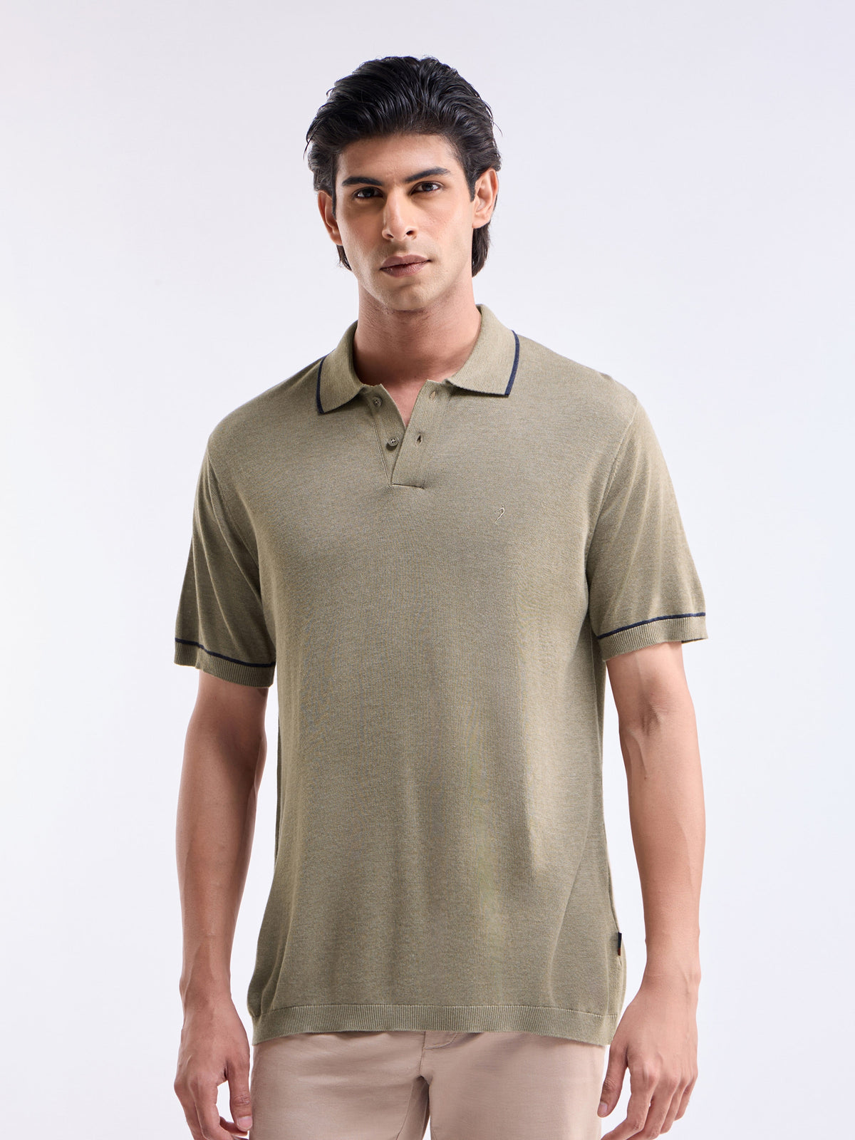 Solid Crew Neck Regular Fit T-shirt - Olive t4option_1