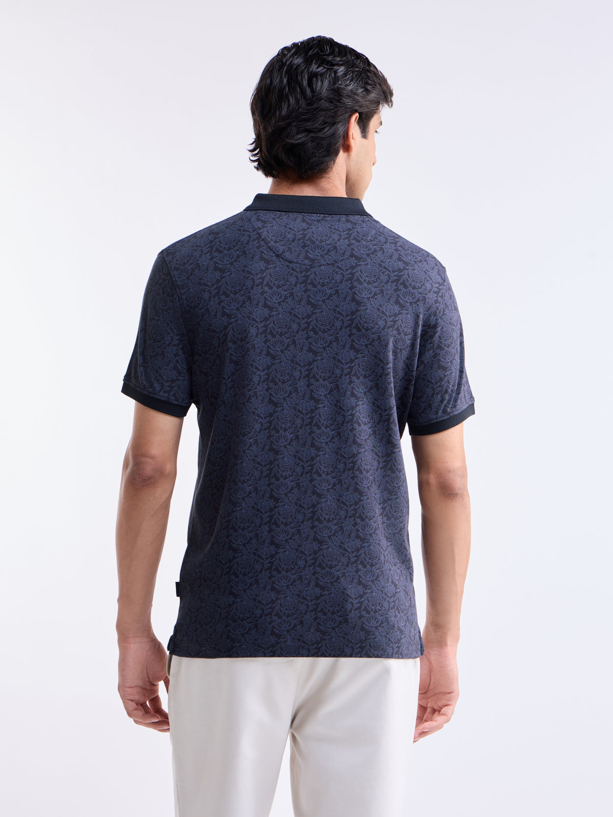 Printed Polo Regular Fit T-shirt - Navy t4option_0
