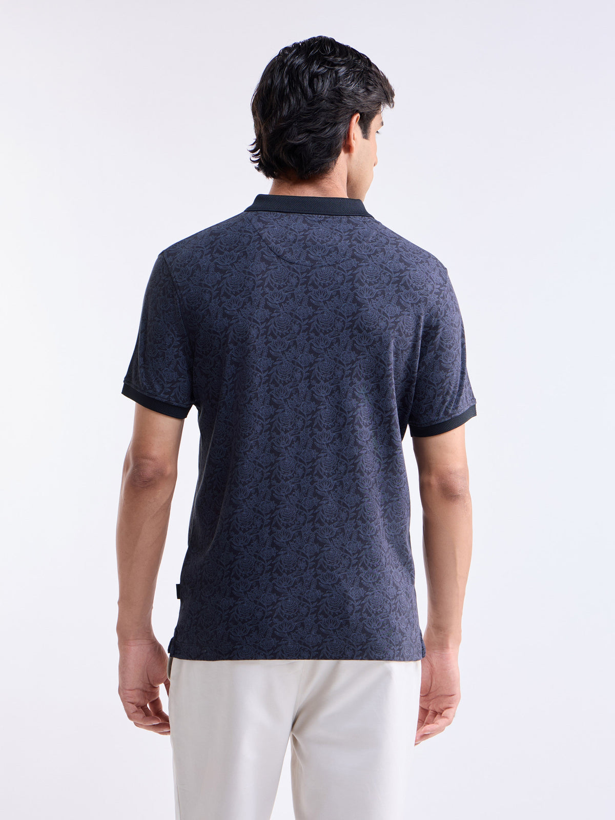 Printed Polo Regular Fit T-shirt - Navy t4option_0