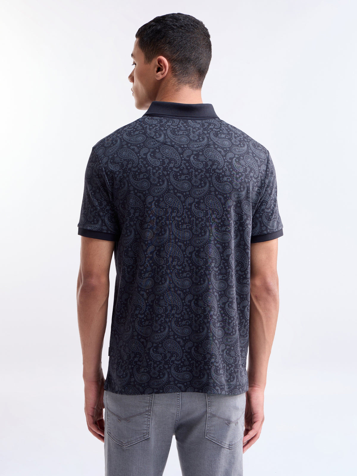 Printed Polo Regular Fit T-shirt - Navy t4option_0