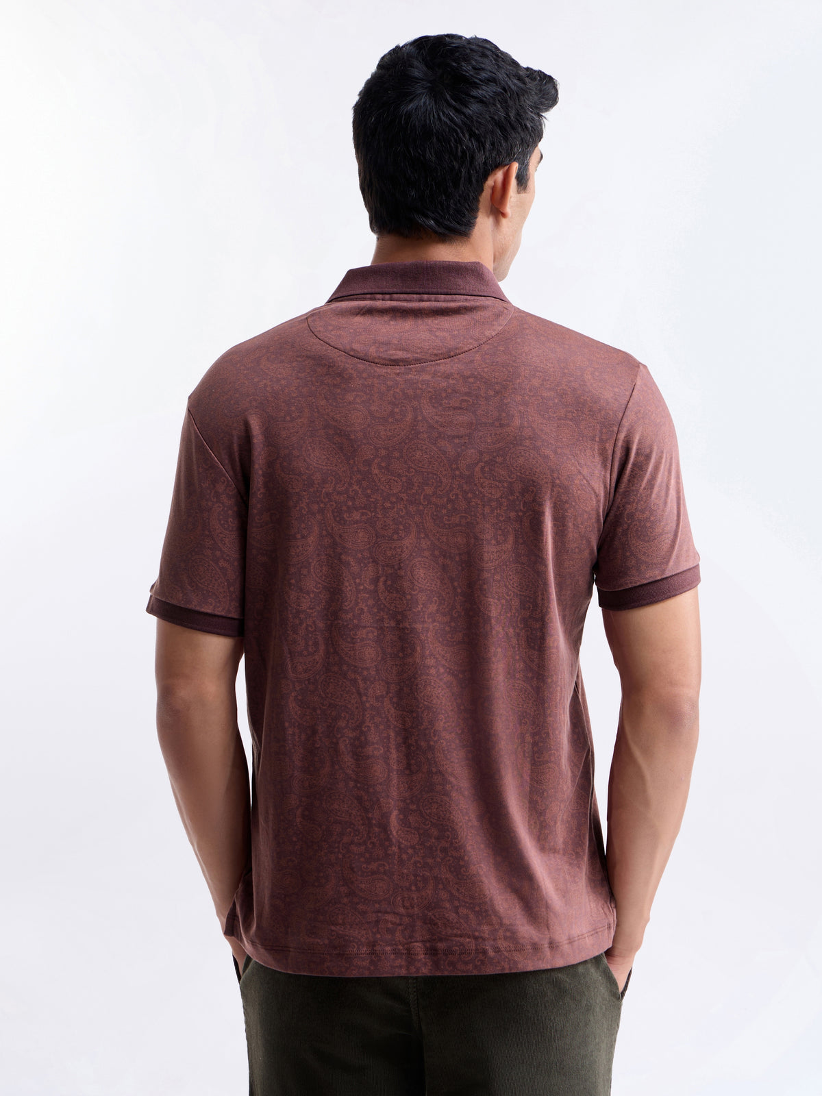 Printed Polo Regular Fit T-shirt - Wine t4option_1