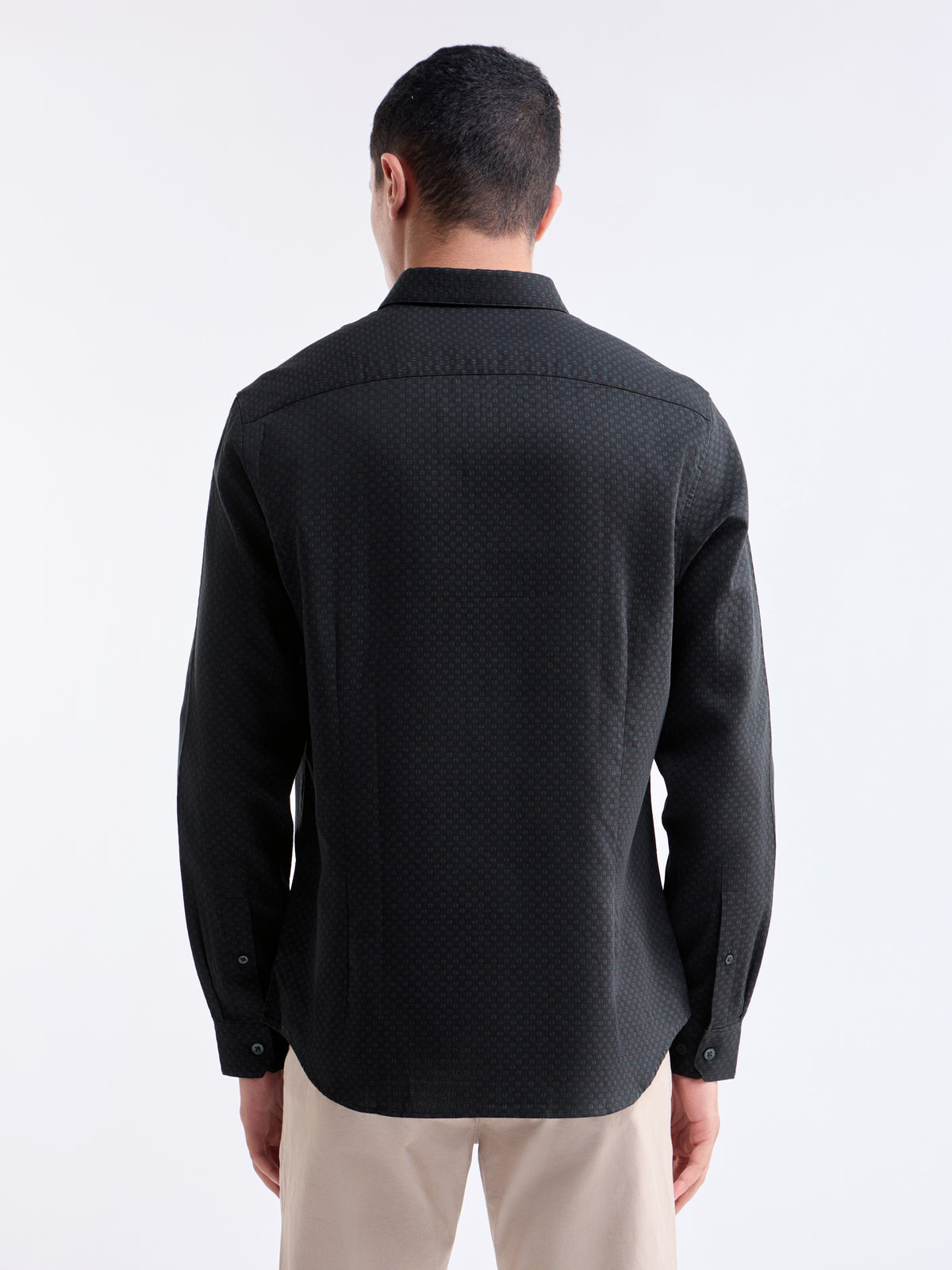 Black Jacquard Regular Fit Shirt - Black t4option_0