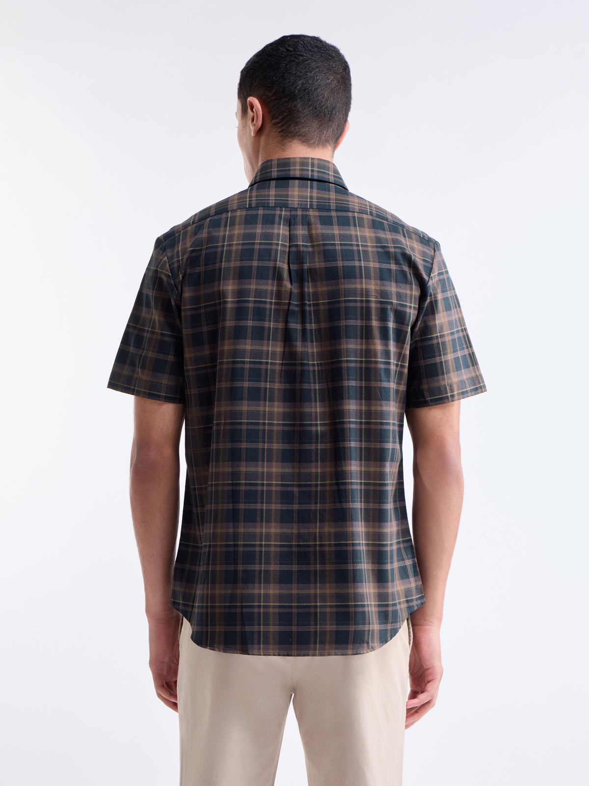 Dark Brown check Regular Fit Shirt - Dark Brown t4option_0