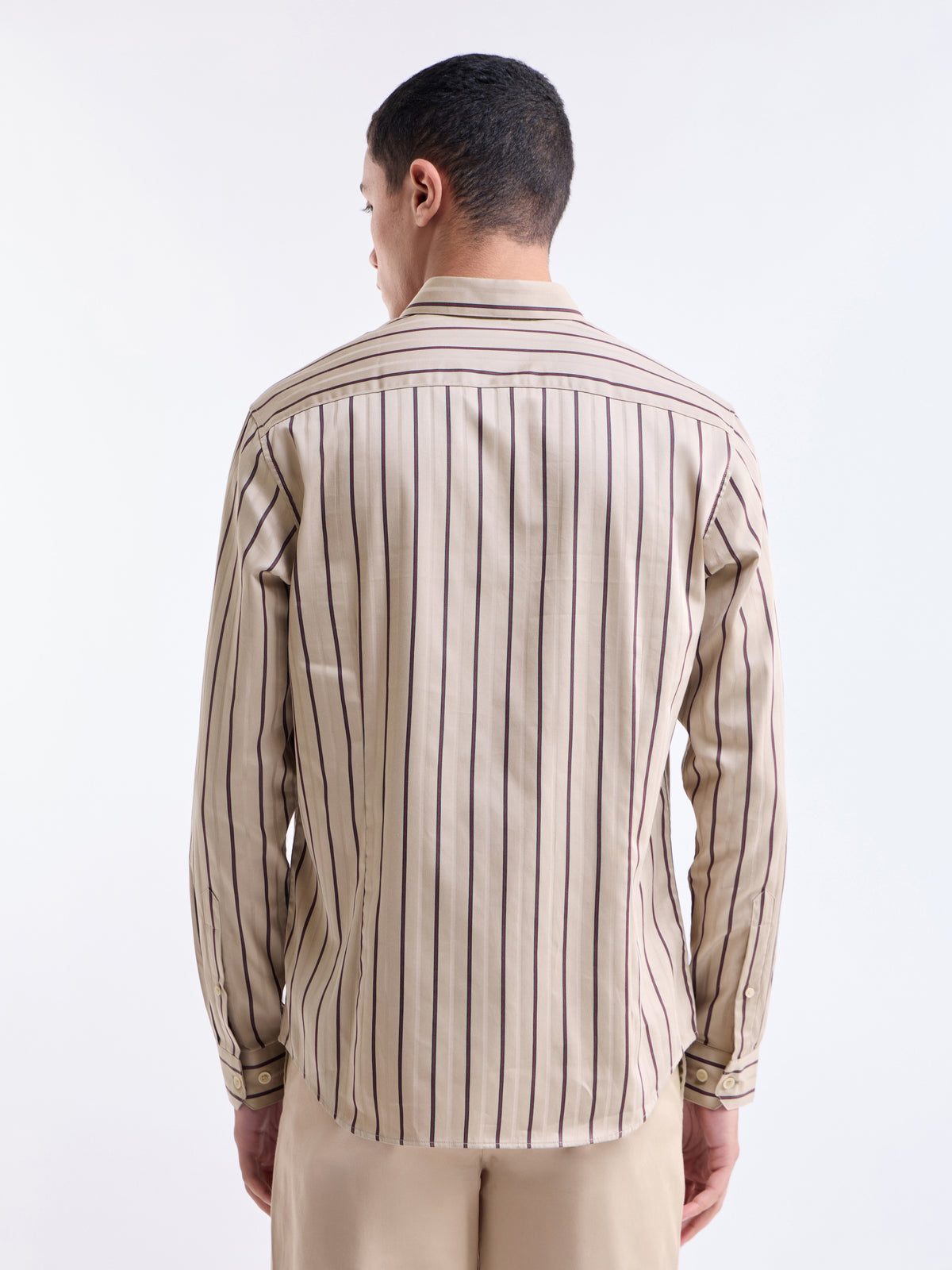 Beige Striped Regular Fit Shirt - Beige t4option_0