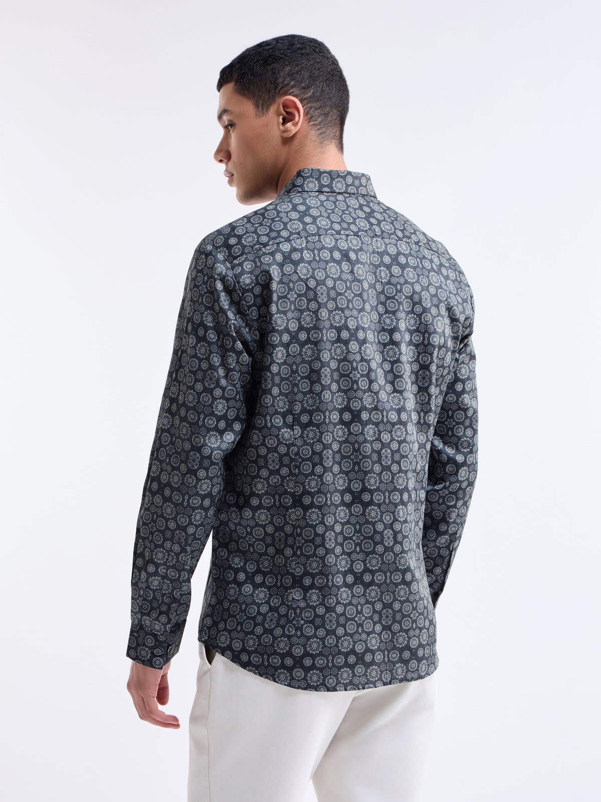Printed Regular Fit Shirt - Grey t4option_0