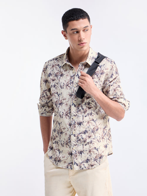 Chocolate Printed Regular Fit Shirt - Choco t4option_0