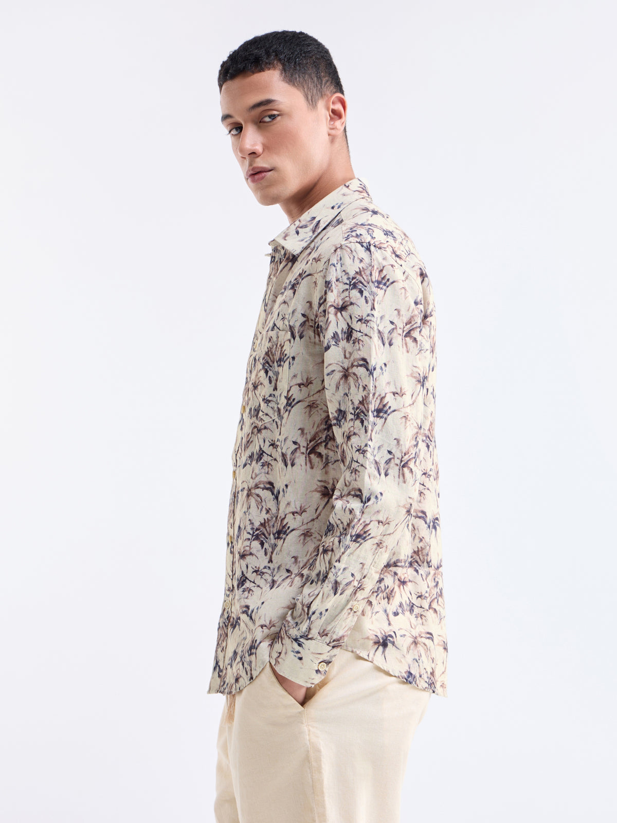 Chocolate Printed Regular Fit Shirt - Choco t4option_0