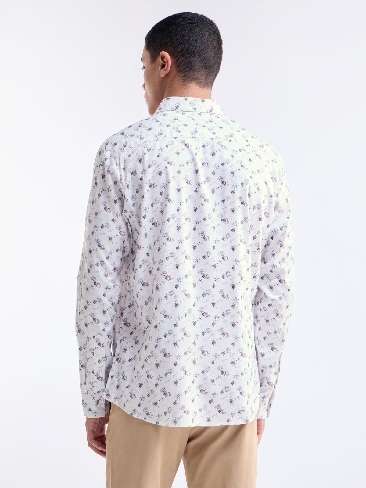 White Printed Regular Fit Shirt - White t4option_0