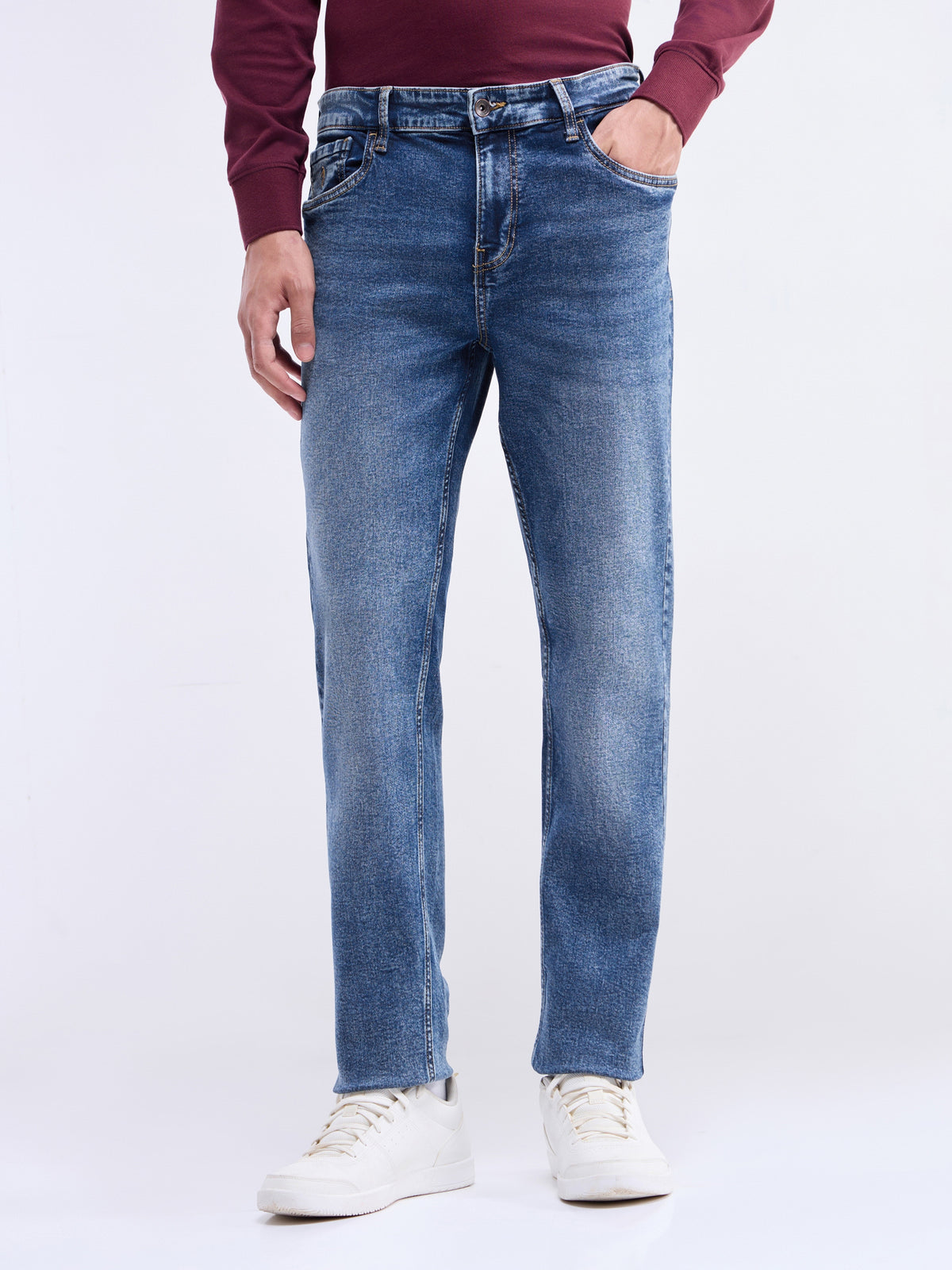 Slim Fit Stretchable Jeans - Med Wash t4option_0