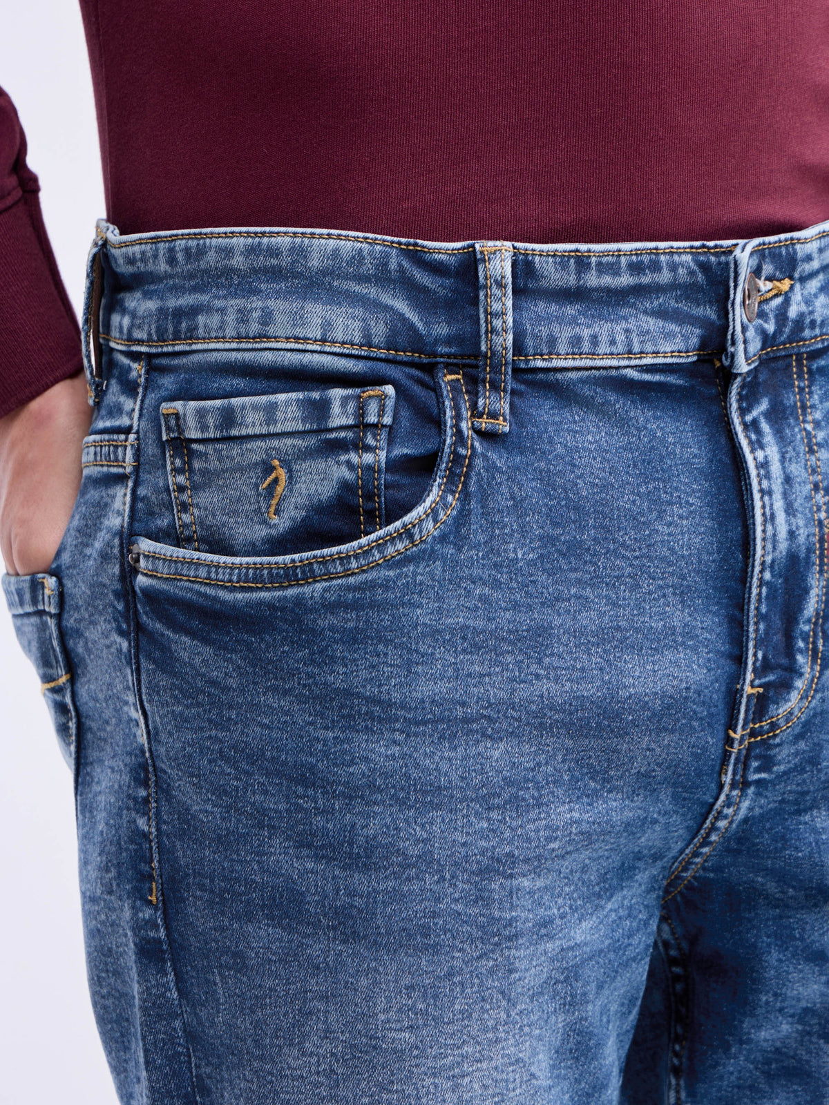 Slim Fit Stretchable Jeans - Med Wash t4option_0