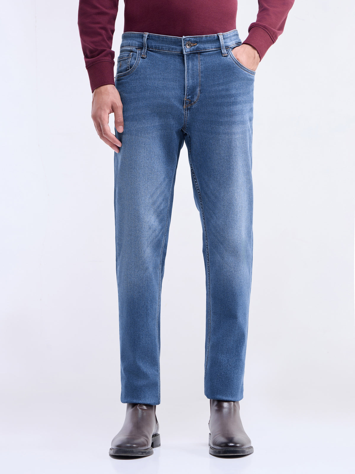 Slim Fit Stretchable Jeans - Med Wash t4option_0