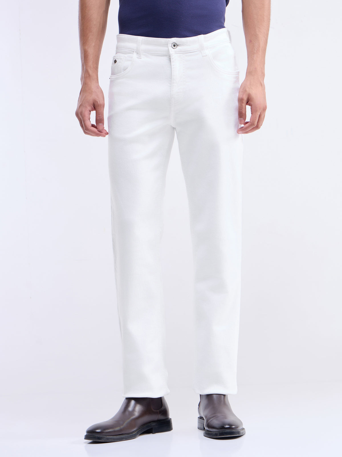 Regular Fit Cotton Stretch Jeans - White t4option_0