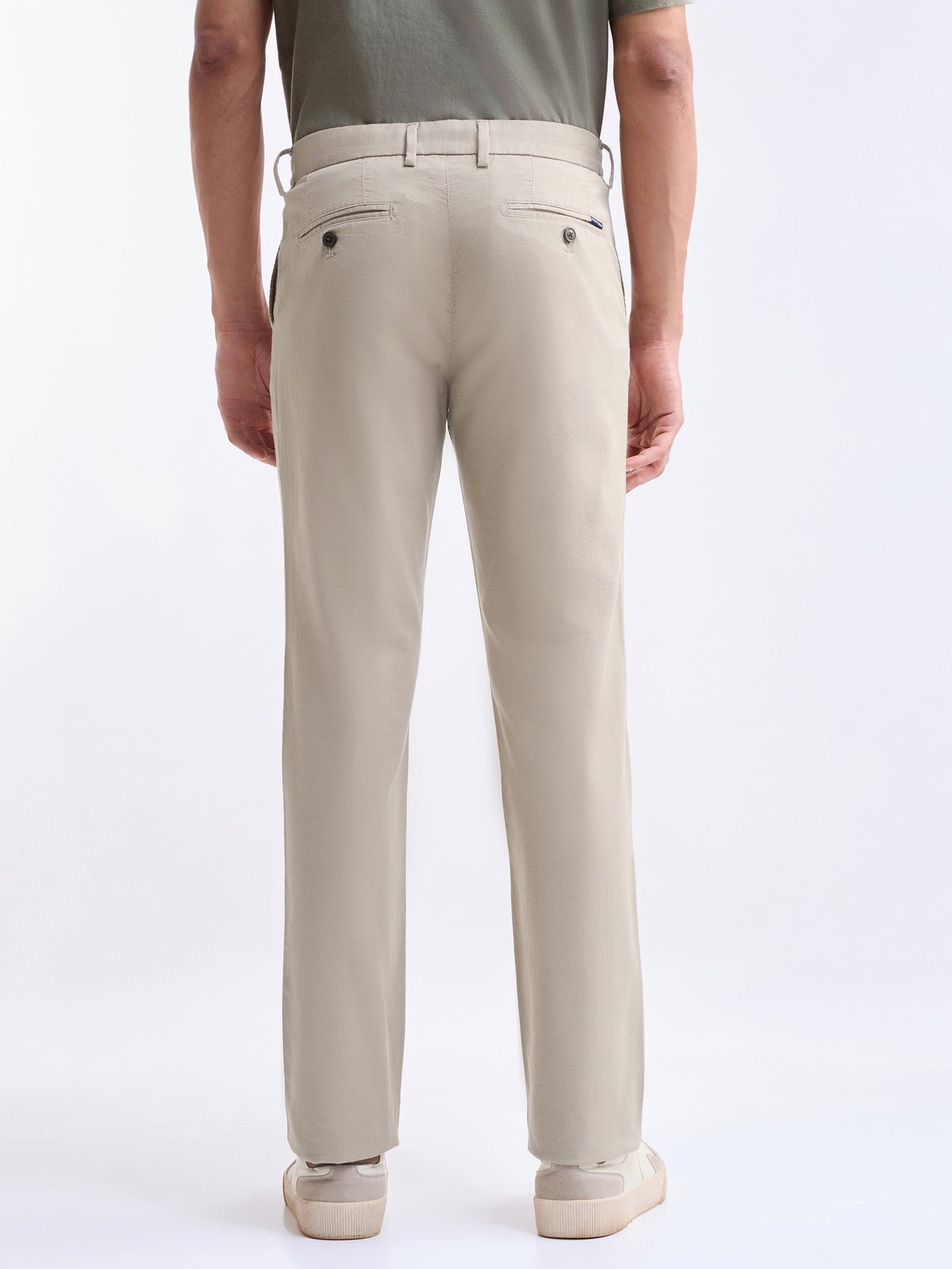 Regular Fit Cotton Stretch Trouser - Lt Khaki t4option_1